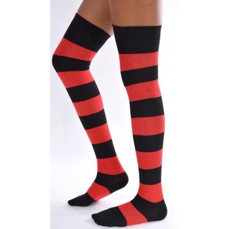 Jambières coton rayures rouges et noires