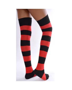  chaussettes hautes rayures rouges et noires profil