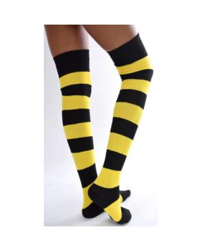 Jambières coton rayures noires et jaunes