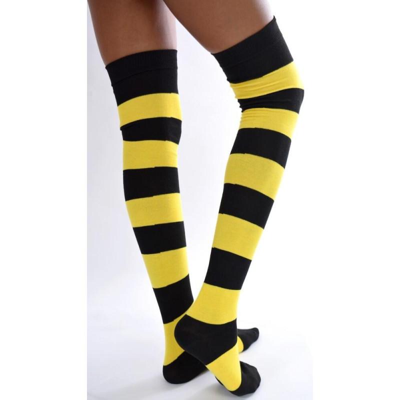 Jambières coton rayures noires et jaunes