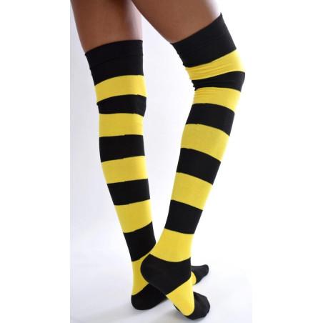 Jambières coton rayures noires et jaunes