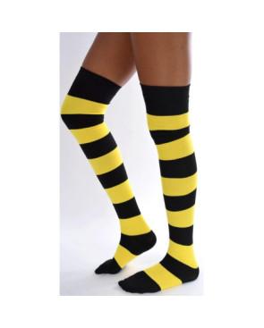 Jambières coton rayures noires et jaunes