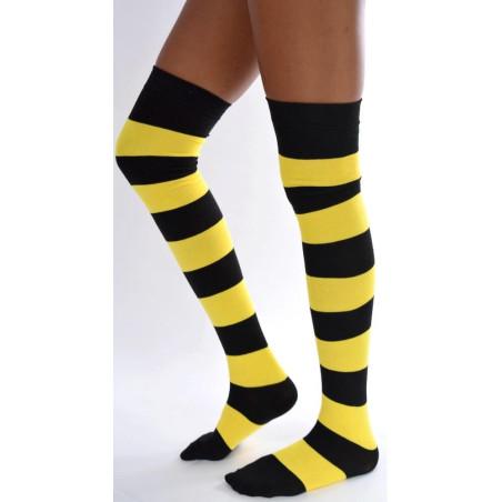 Jambières coton rayures noires et jaunes