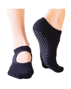 Chaussettes Yoga Ouverte coton bouclette noir