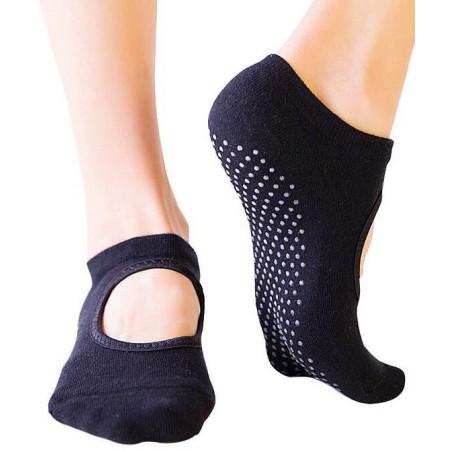 Chaussettes Yoga Ouverte coton bouclette noir