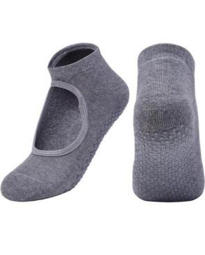  Chaussettes Yoga Ouverte coton bouclette grises