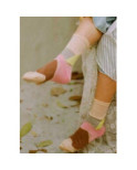 Chaussettes patchwork pois transparent rose