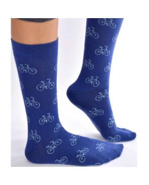 Chaussettes bleues vélos pop art