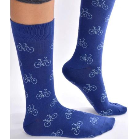 Chaussettes bleues vélos pop art