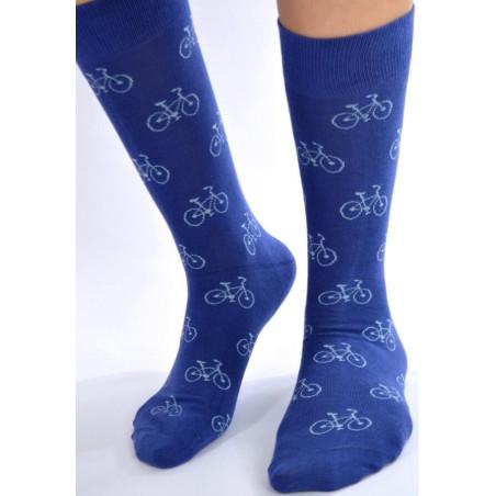 Chaussettes bleues vélos pop art
