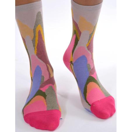 chaussettes Abstraite Psyché-délire rose bleu