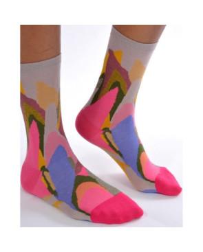 chaussettes Abstraite Psyché-délire rose bleu