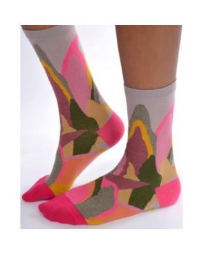  chaussettes Abstraite Psyché-délire rose bleu profile