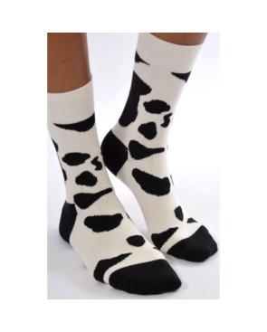 Chaussettes blanches taches noires de vache