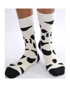 Chaussettes blanches taches noires de vache