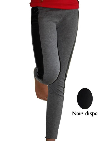 Legging coton Ado Coupé cousu simili gris et noir