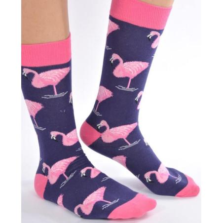 Chaussettes Indigo flamant roses