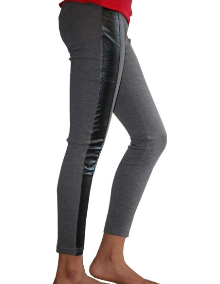Legging coton Ado Coupé cousu simili gris