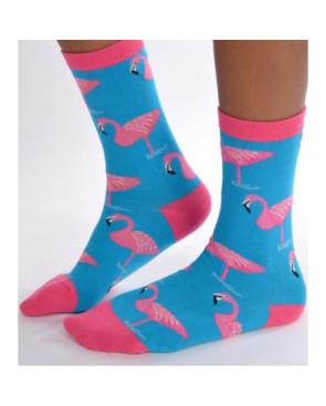 Chaussettes ciel Flamant Roses