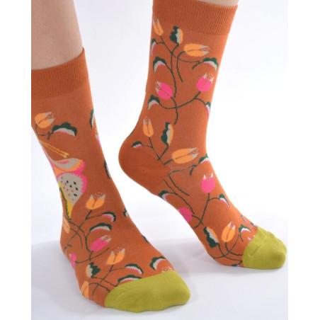 Chaussettes Ocre Fleuri