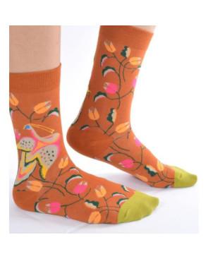 Chaussettes Ocre Fleuri