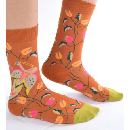 Chaussettes Ocre Fleuri