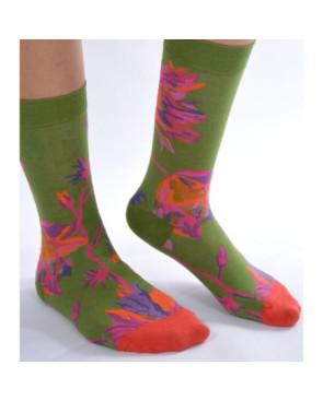 Chaussettes Vert Massif Fleuri