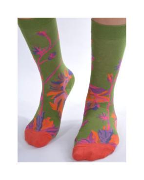 Chaussettes Vert Massif Fleuri