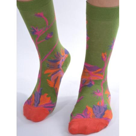 Chaussettes Vert Massif Fleuri