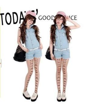 Collant Effet Tatouage Noeuds Papillons
