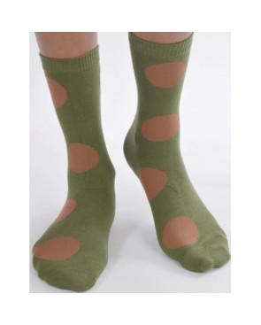 Cahussettes kakis à Pois