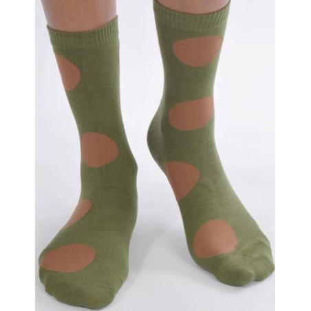 Cahussettes kakis à Pois
