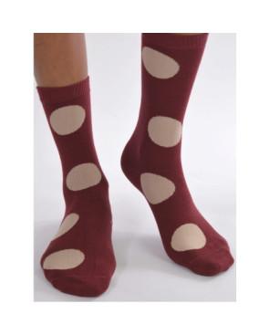 Chaussettes bordeaux à pois
