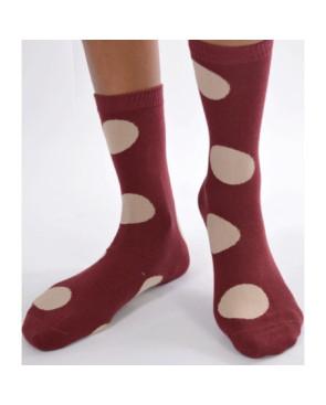 Chaussettes bordeaux à pois