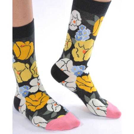 Chaussettes nature morte fleurie