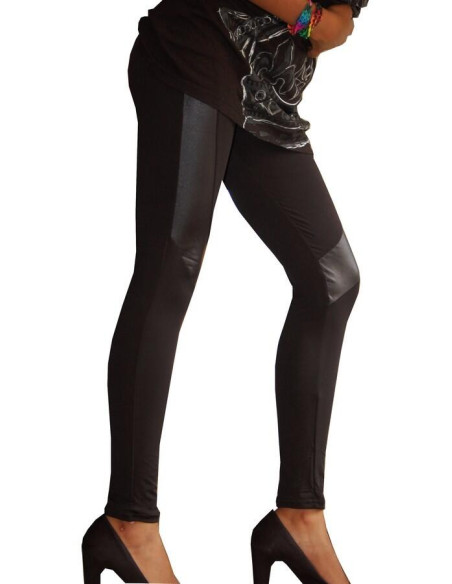 Legging coupé cousu simili cuir profil