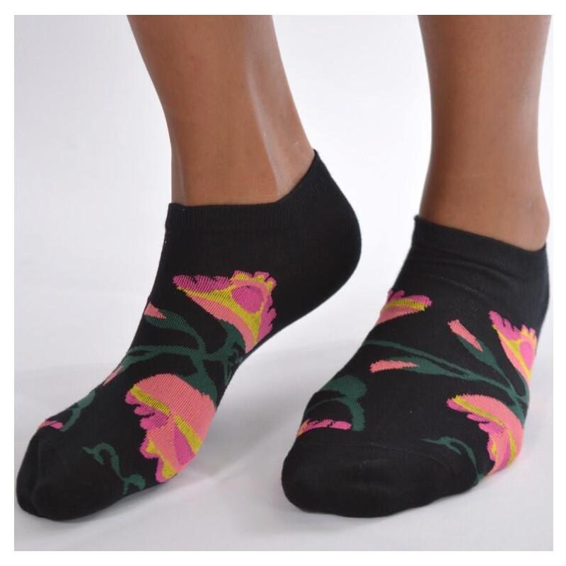 Socquettes Noires Orchidées