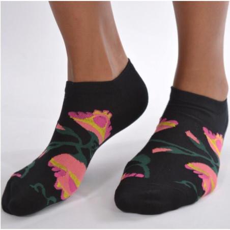 Socquettes Noires Orchidées