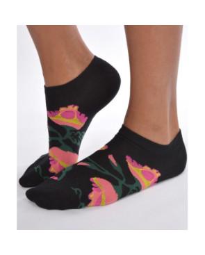 Socquettes Noires Orchidées