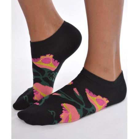 Socquettes Noires Orchidées