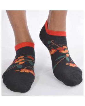 Socquettes noir massif fleuris