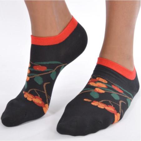 Socquettes noir massif fleuris