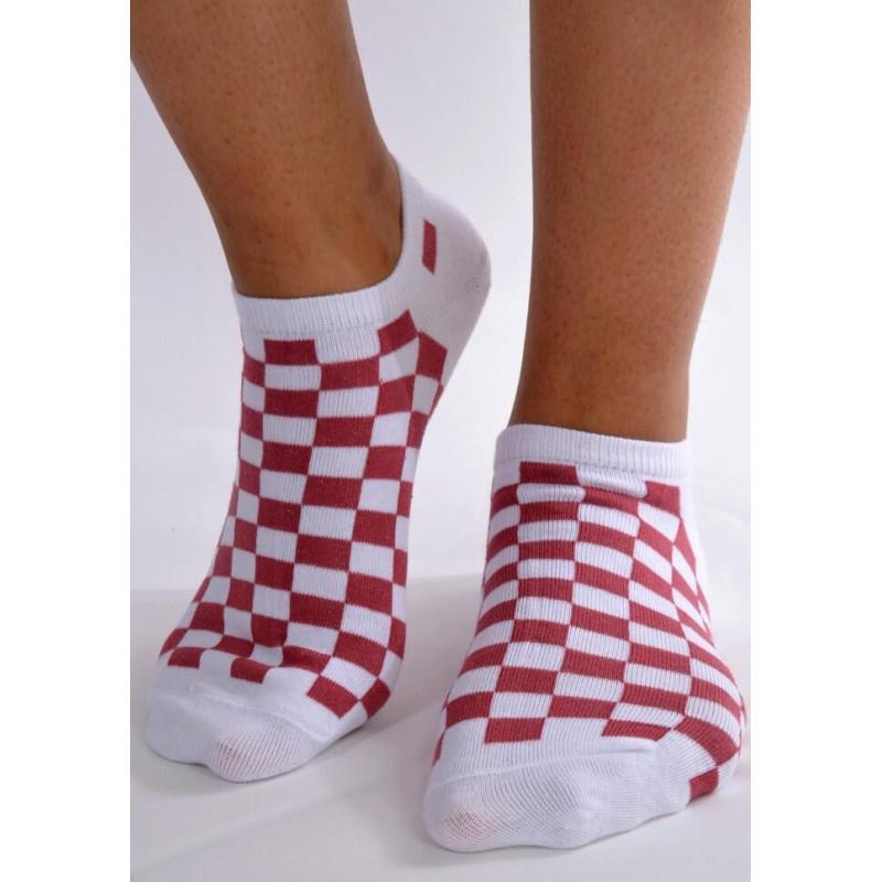 Socquettes carreaux vichy Rouge