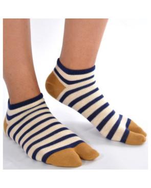  Chaussettes ninjas marine large rayures