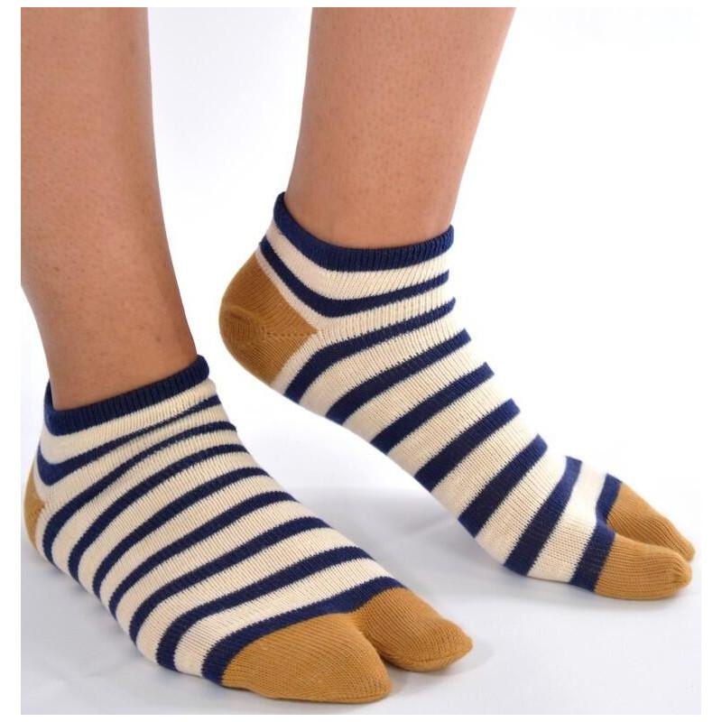 Chaussettes ninjas marine large rayures