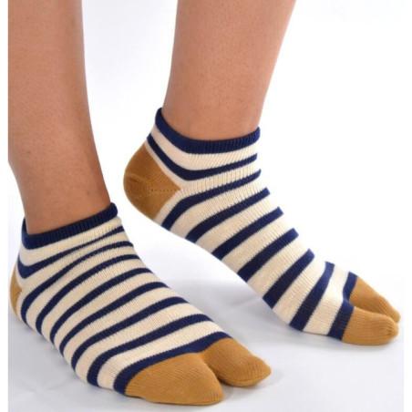  Chaussettes ninjas marine large rayures