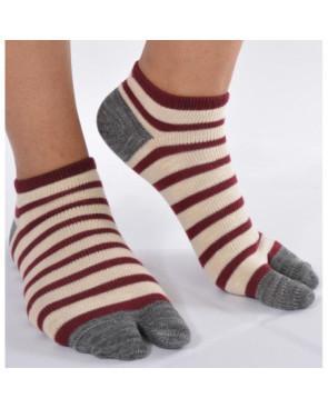 Chaussettes ninjas Grises larges rayures bordeaux