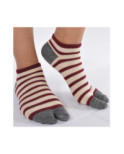 Chaussettes ninjas Grises larges rayures bordeaux