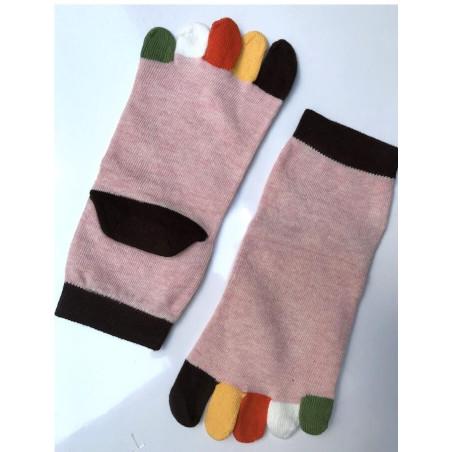 Chaussettes Roses 5 doigts colorés