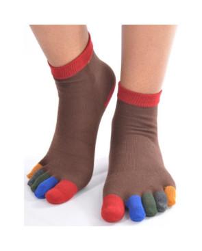 Chaussettes marrons 5 Doigts colorés